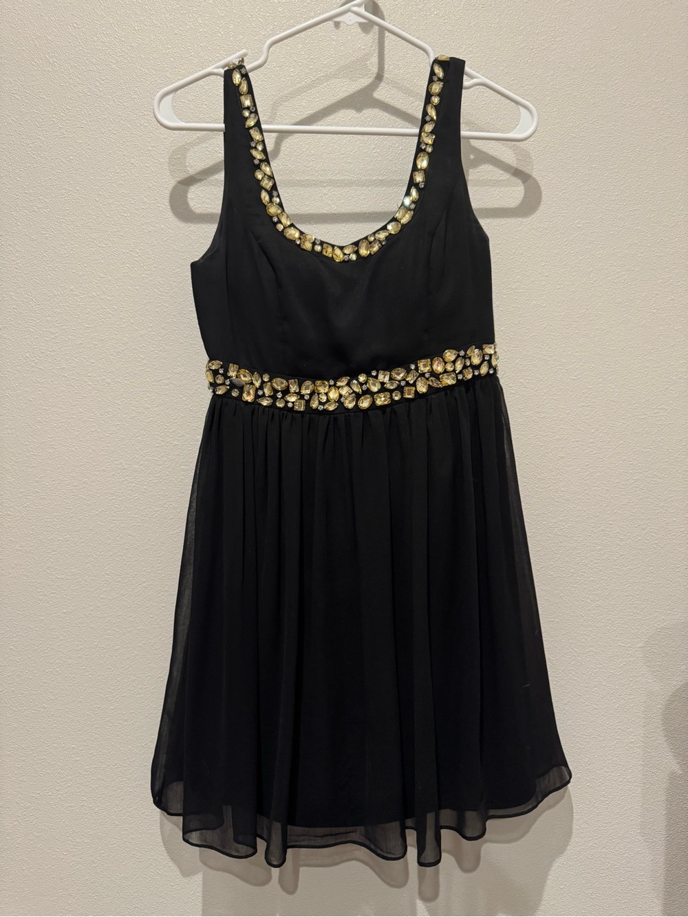 Black Mini Formal Dress with Gold Embellishments -Formal Homecoming Dress